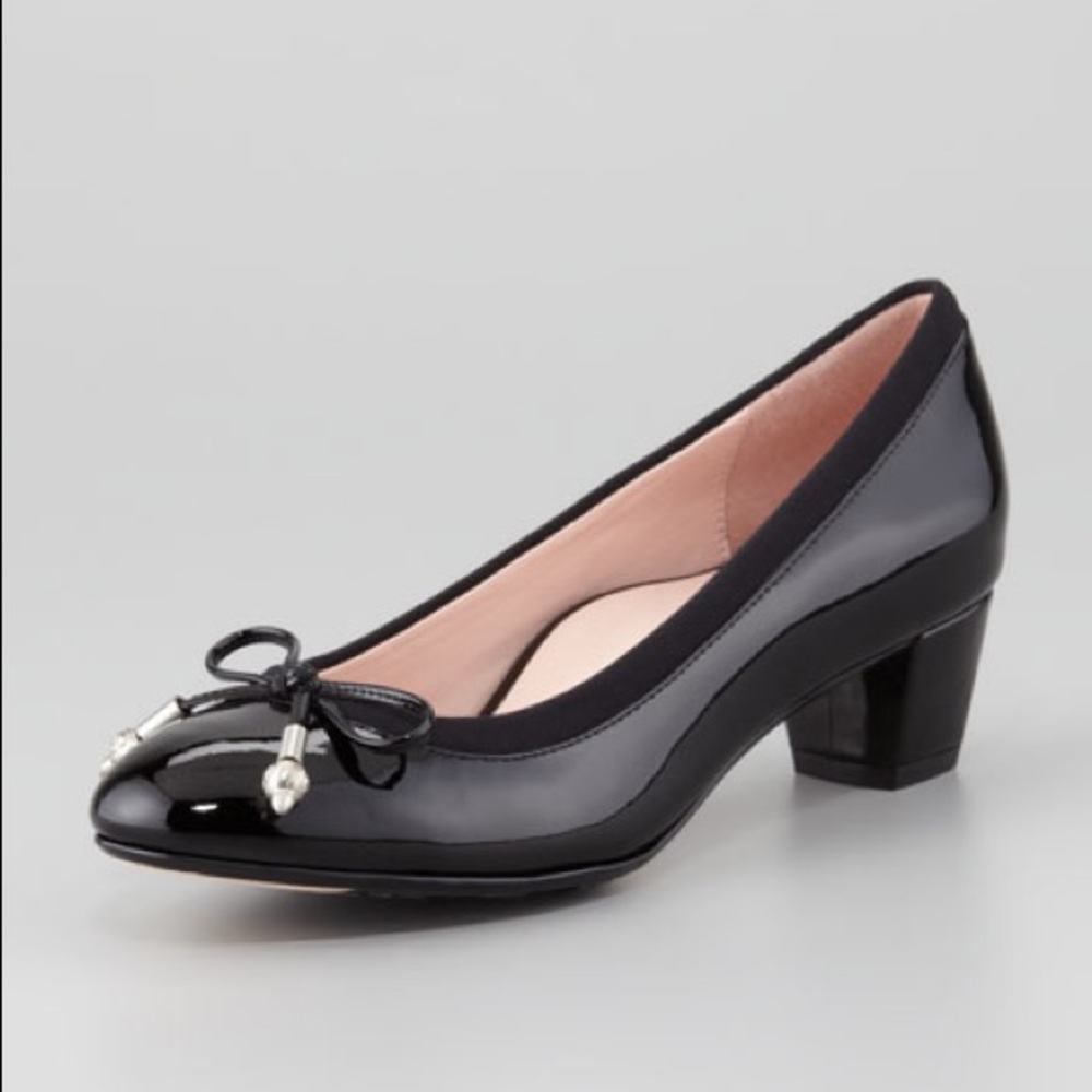 TARYN ROSE Fairlawn Patent Leather Bow Pump, Black